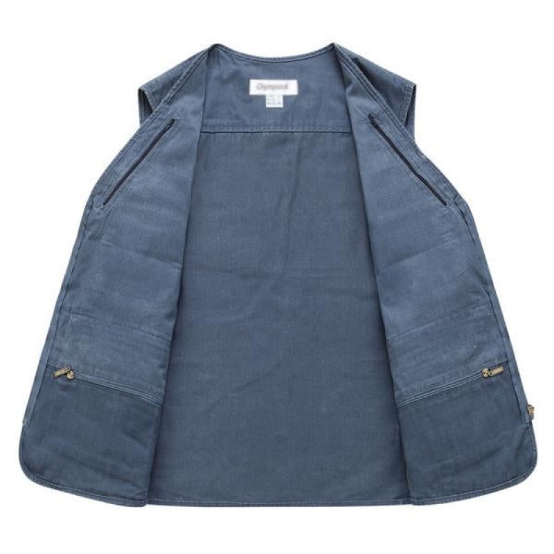Mens Multi-pocket Fishing Washed Cotton Vest 53345762X