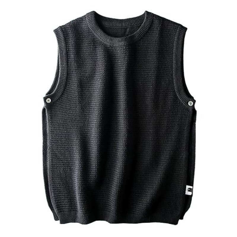 Mens Vintage Crew Neck Knit Vest 62627081M