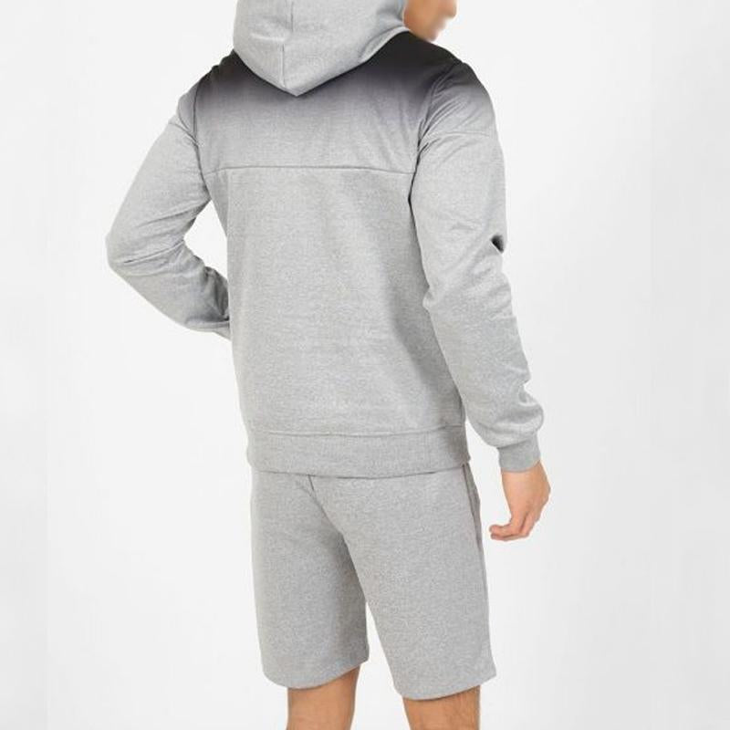 Mens Sports Hooded Gradient Long Sleeve Shorts Set 60210483Y