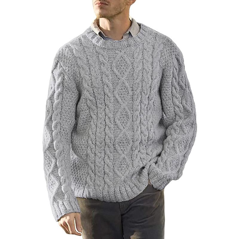Mens Round Neck Long Sleeve Pullover Sweater 64925544M