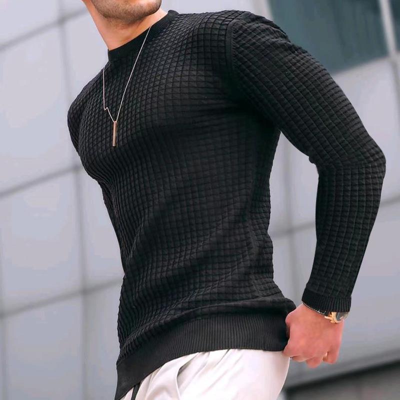 Mens Casual Round Neck Slim Long Sleeve Pullover Knitwear 99012097M