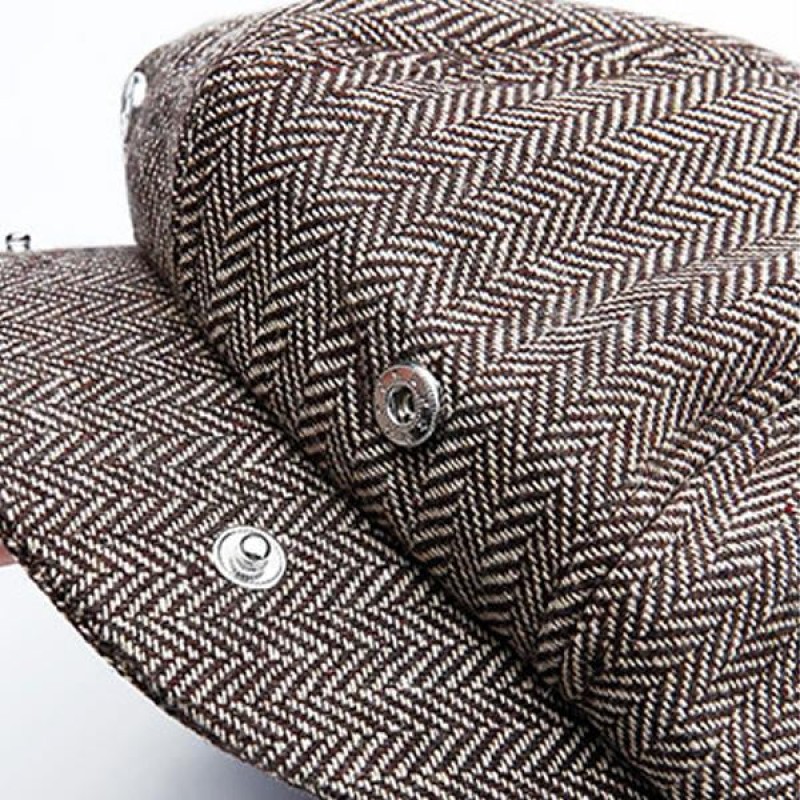 Mens British Vintage Herringbone Octagon Beret 27874947M