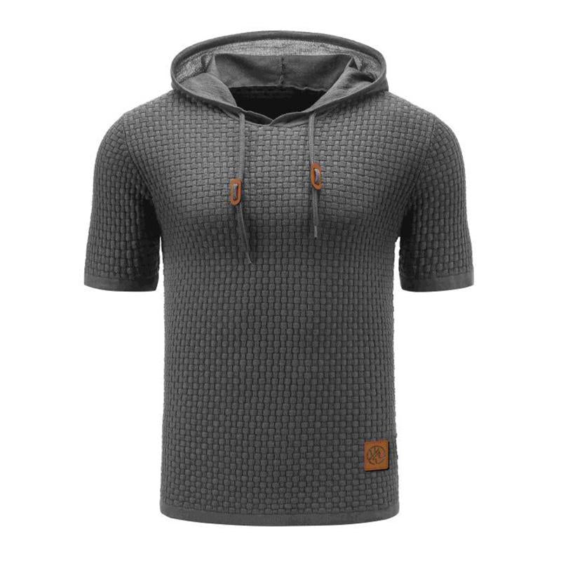 Mens Casual Hooded Knit Short Sleeve T-Shirt 79682427M