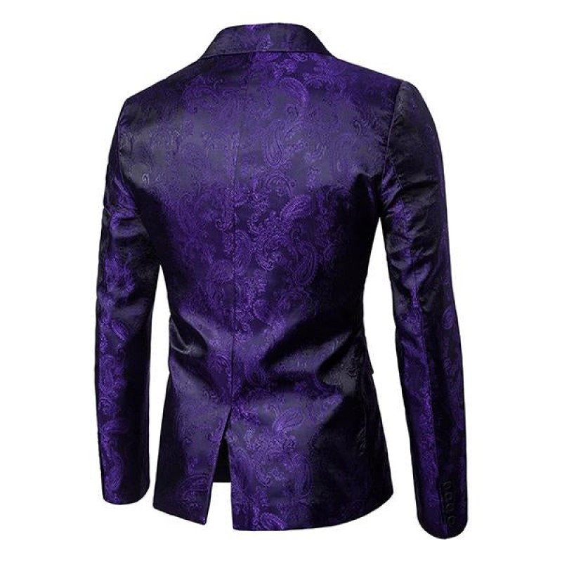 Mens Court Jacquard One Button Fitted Blazer 77902686M