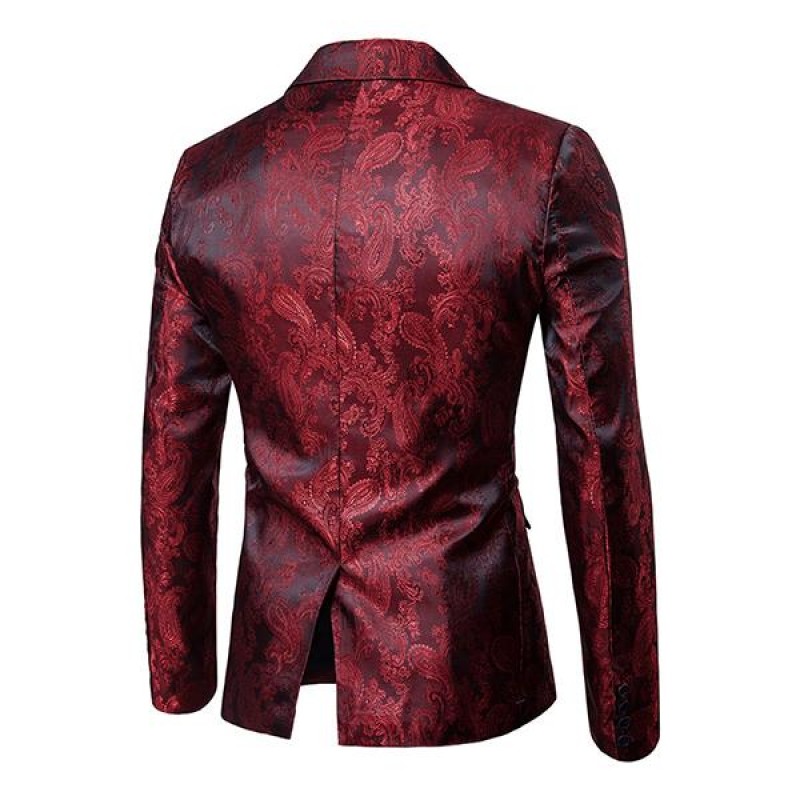 Mens Court Jacquard One Button Fitted Blazer 77902686M