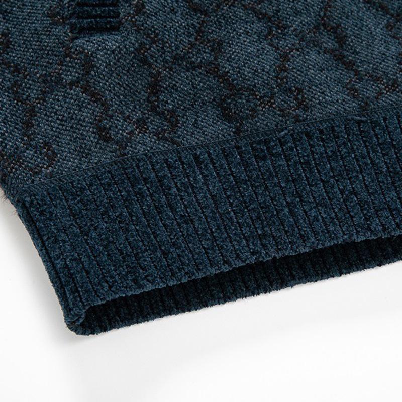 Mens Loose Jacquard Thick Hooded Knit Jacket 61250351M