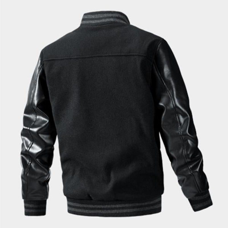 Mens Thin Cotton Embroidered Colorblock Baseball Jacket 21720019M