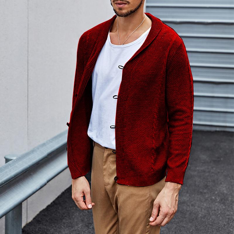 Mens V Neck Slim Solid Knit Cardigan 46049256Z