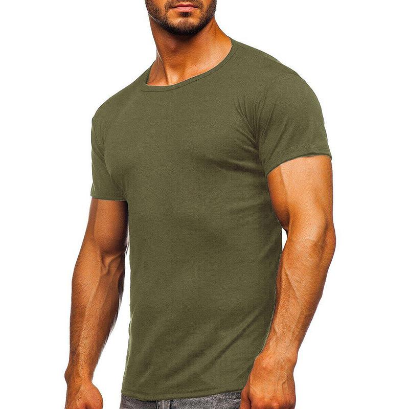 Mens Simple Solid Color Round Neck Short Sleeve T-Shirt 87937934Y