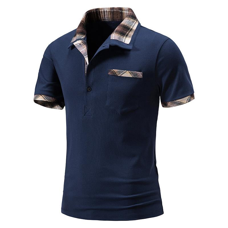 Mens Printed Stitching Short-Sleeved Polo T-Shirt 01312847Y
