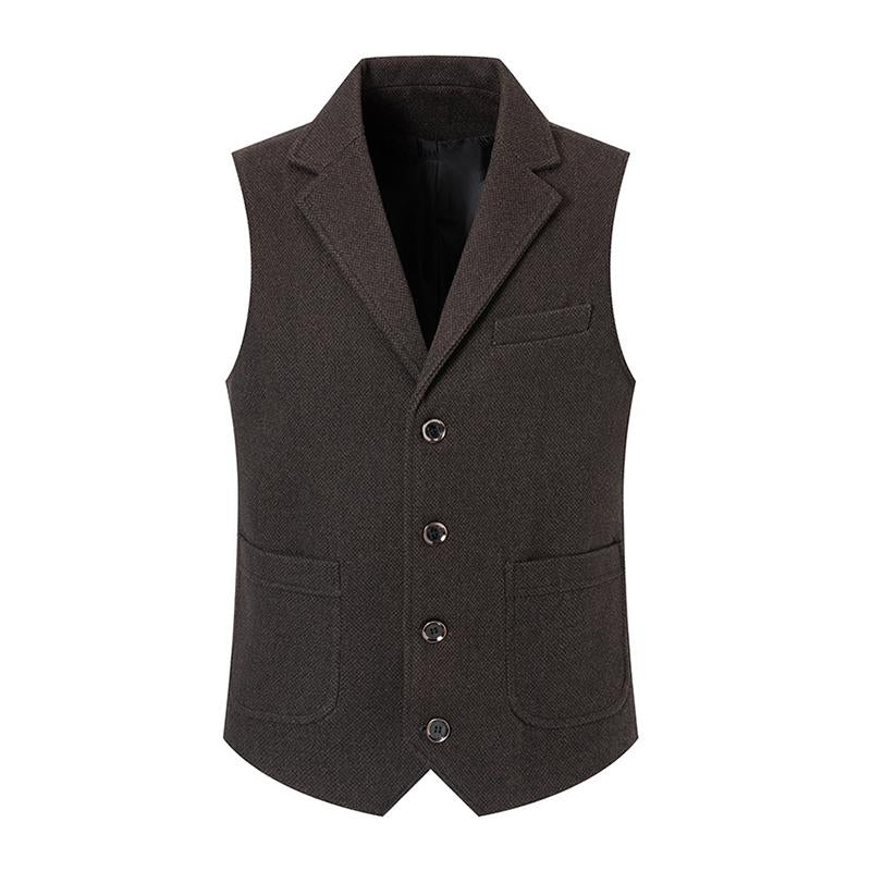 Mens Casual V-Neck Single-Breasted Patch Pocket Vest 53325062M