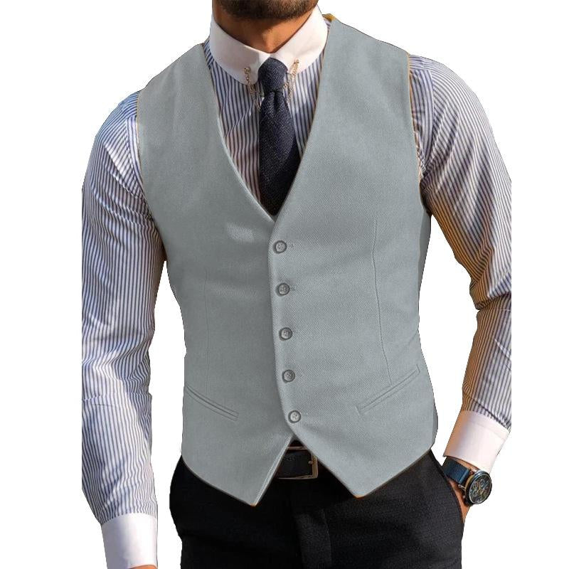 Mens Casual V-neck Single-breasted Suit Vest 13358039M