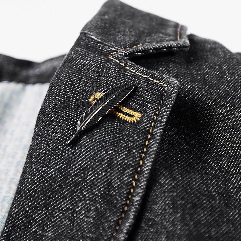 Mens Casual Thin Fit Lapel Denim Blazer 67211149M