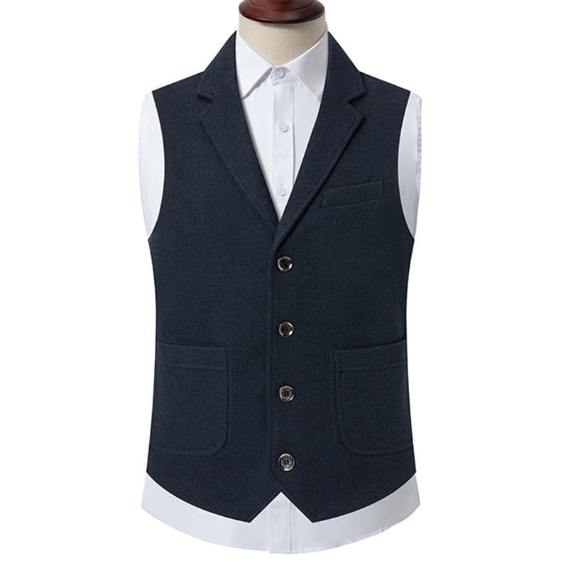 Mens Casual V-Neck Single-Breasted Patch Pocket Vest 53325062M