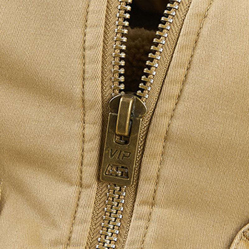 Mens Casual Cotton Fleece Washed Cargo Coat 12217264M