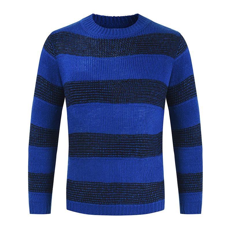 Mens Leisure Round Neckline Striped Sweater 52292053M