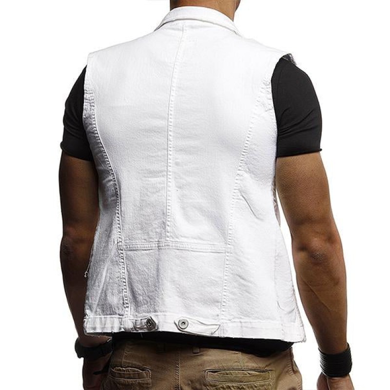 Mens Casual Washed Ripped Denim Vest 62135222M