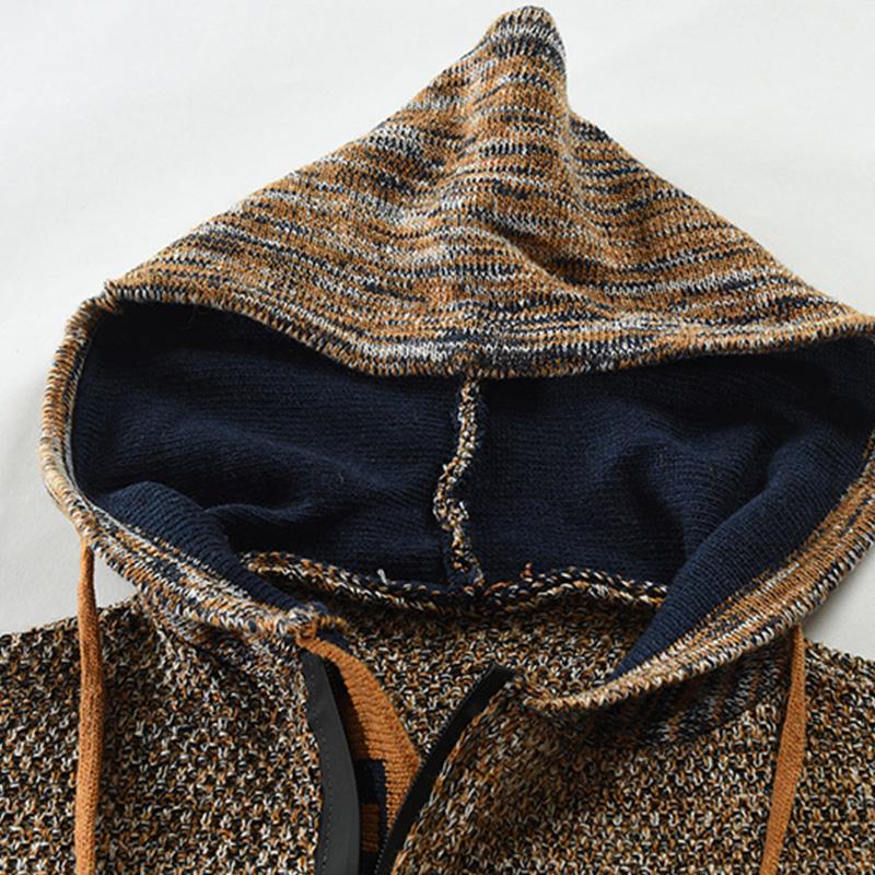 Mens Casual Kangaroo Pocket Hooded Knit Sweater 71917674M