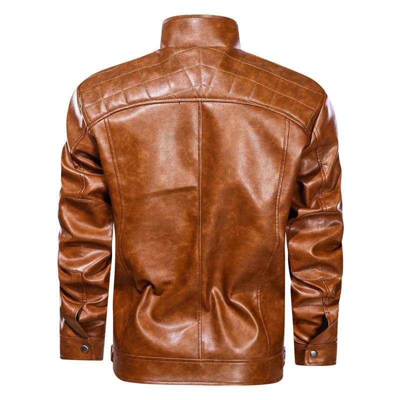 Mens PU Leather Outdoor Zipper Jacket 16709098X