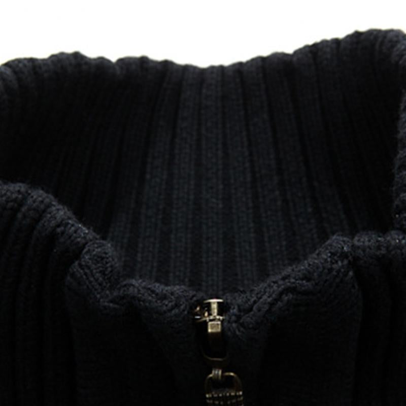 Mens Casual Stand Collar ZIpper Cotton Knit Jacket 46389690M