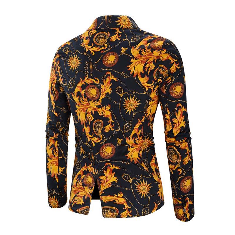 Mens Vintage Ethnic Print Lapel Blazer 81540555M