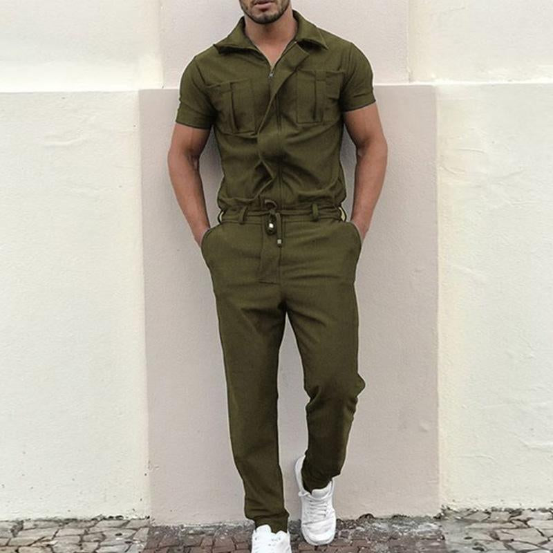 Mens Casual Loose Short-sleeved Trousers Cargo Overalls 87687291M
