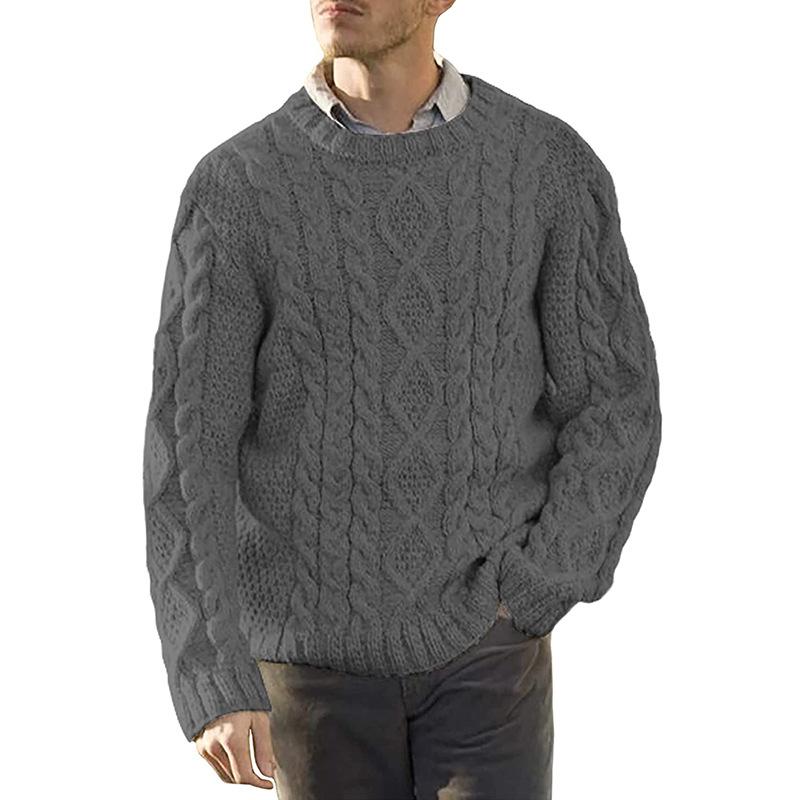 Mens Round Neck Long Sleeve Pullover Sweater 64925544M