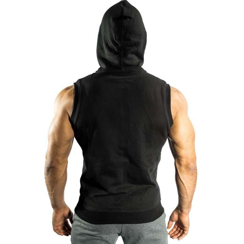 Mens Casual Hooded Sleeveless Zipper Tank Top 10159862M