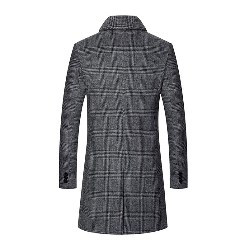 Mens Vintage Check Lapel Slim Long Coat 86761608M