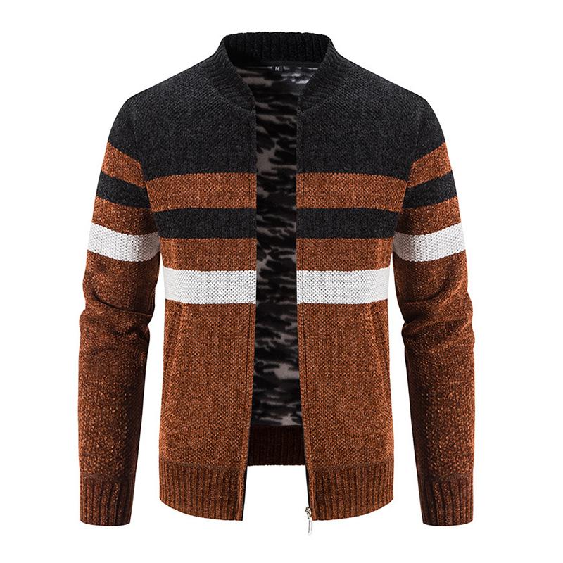 Mens Casual Contrast Stripe Knit Cardigan 29415659M