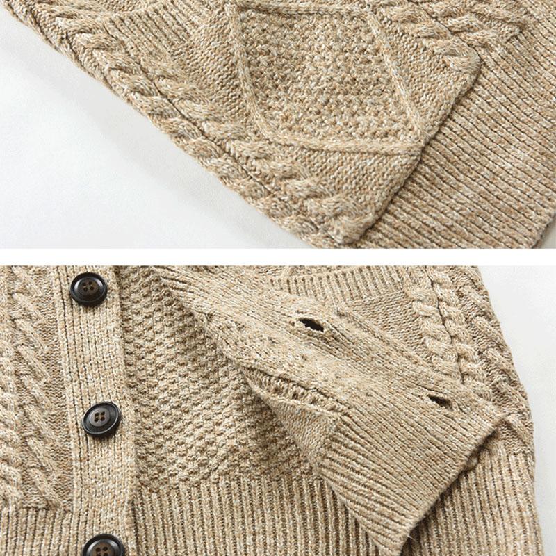 Mens Vintage Jacquard Thick Knit Cardigan 45801692M