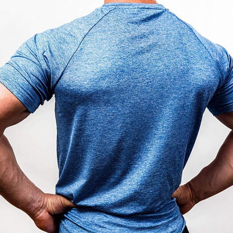 Mens Solid Color Quick-drying Breathable Training High-elasticity T-shirt 52586914X