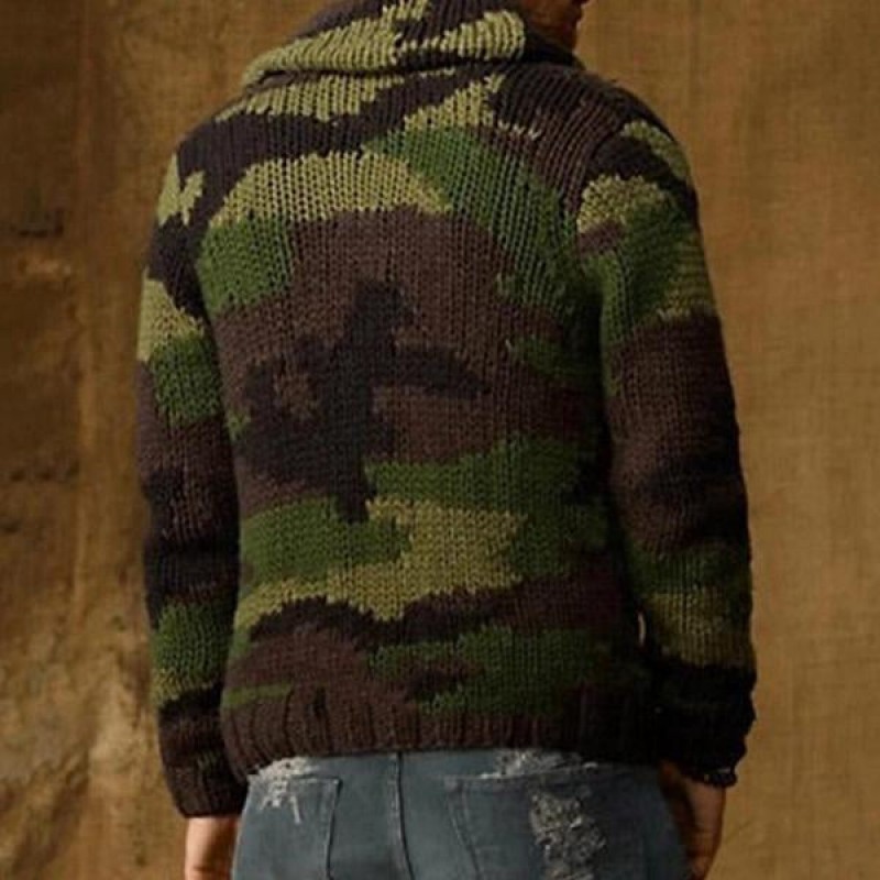 Mens Camo Jacquard Sweater Jacket 22228543X