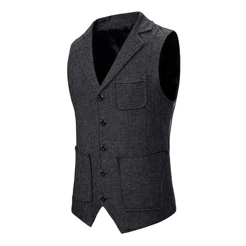 Mens Single Breasted Lapel Vest 81267203M