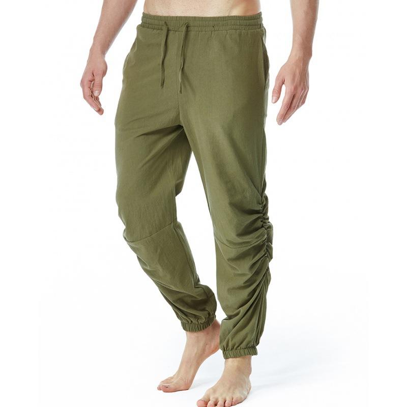 Mens Cotton Linen Drawstring Elastic Waist Casual Pants 12456278X