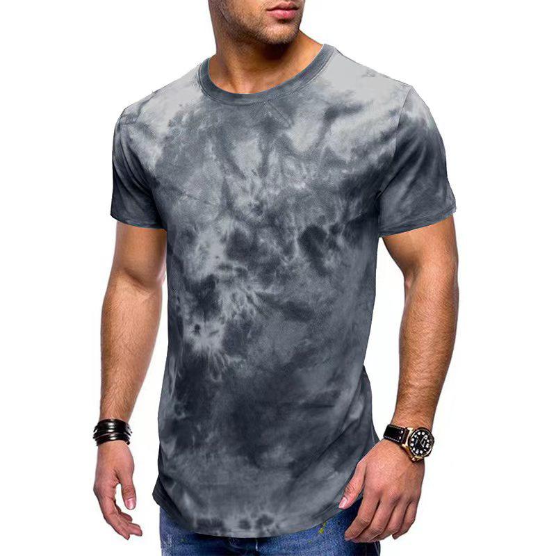 Mens Casual Tie Dye Round Neck Short Sleeved T-shirt 40970629M