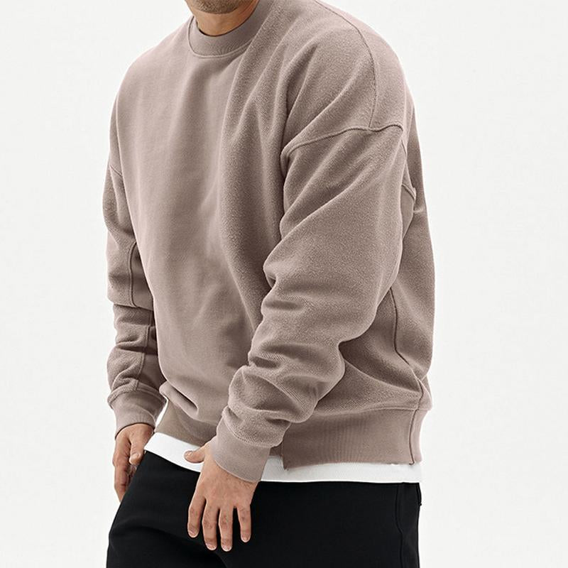 Mens Loose Solid Color Stitching Sweatshirt 42950665Y