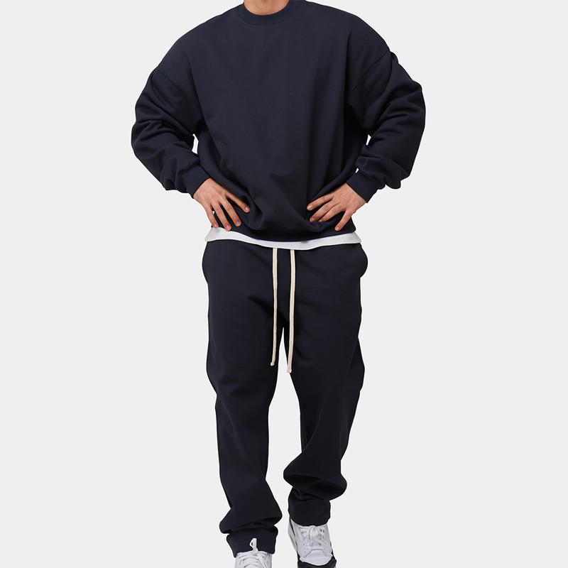 Mens Solid Loose Sweatshirt Set 33123705Z