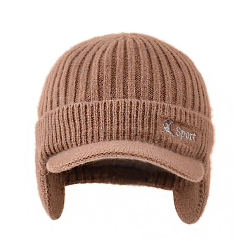 MenS Solid Color Warm Ear Protection Knitted Cap 20835503Y