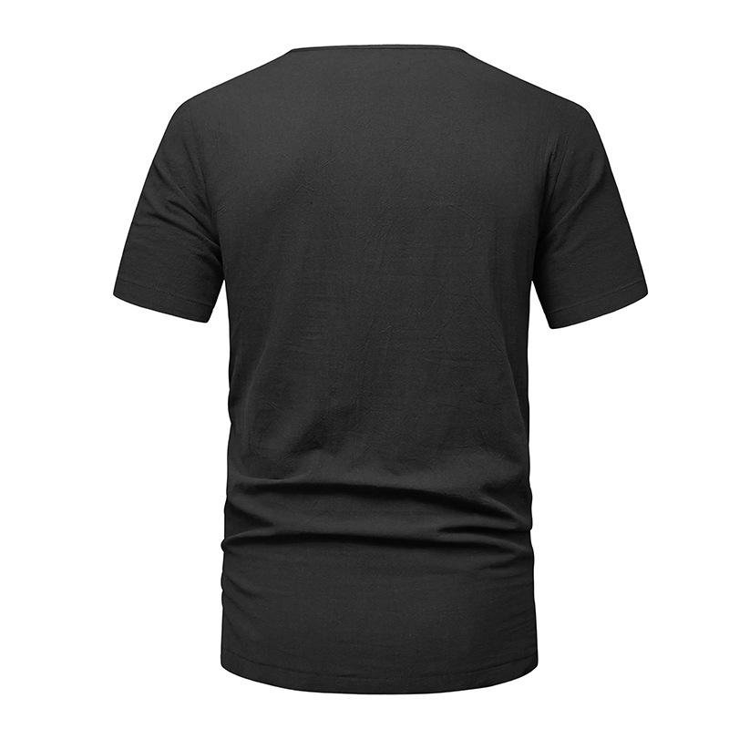 Mens Cotton Linen Fashion V Neck Beach Short Sleeve T-Shirt 12669214X