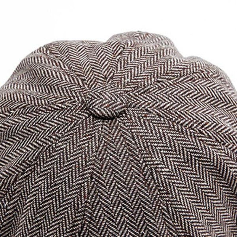Mens British Vintage Herringbone Octagon Beret 27874947M