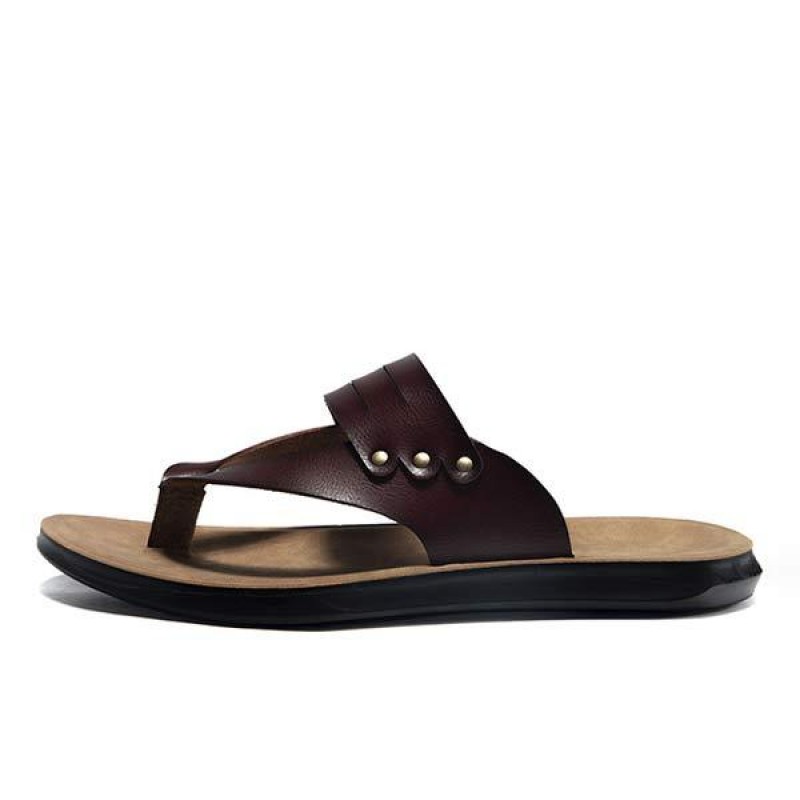 MENS SAND FLIP-FLOPS LEATHER SLIPPERS 95091232