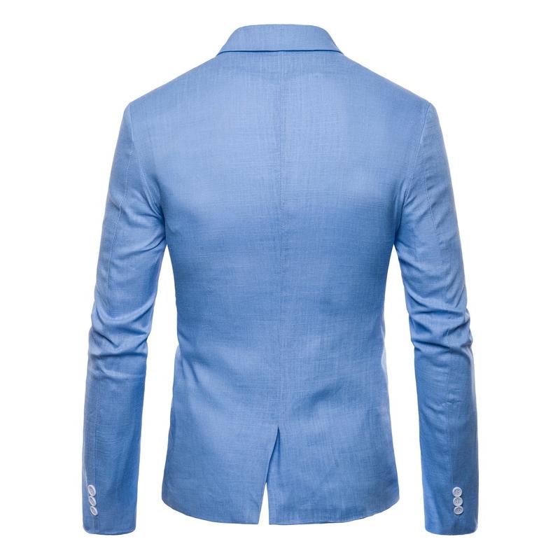 Mens Solid Color Cotton Linen Lapel Thin Blazer 28251847Y