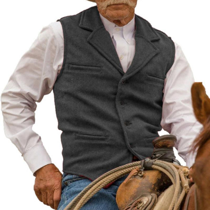 Mens Vintage Slim Herringbone Suit Vest 18604370M