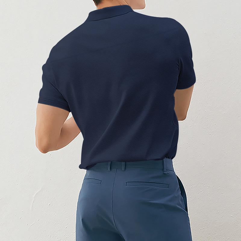 Mens Solid Lapel Buttons Short Sleeve Polo Shirt 05578388Z
