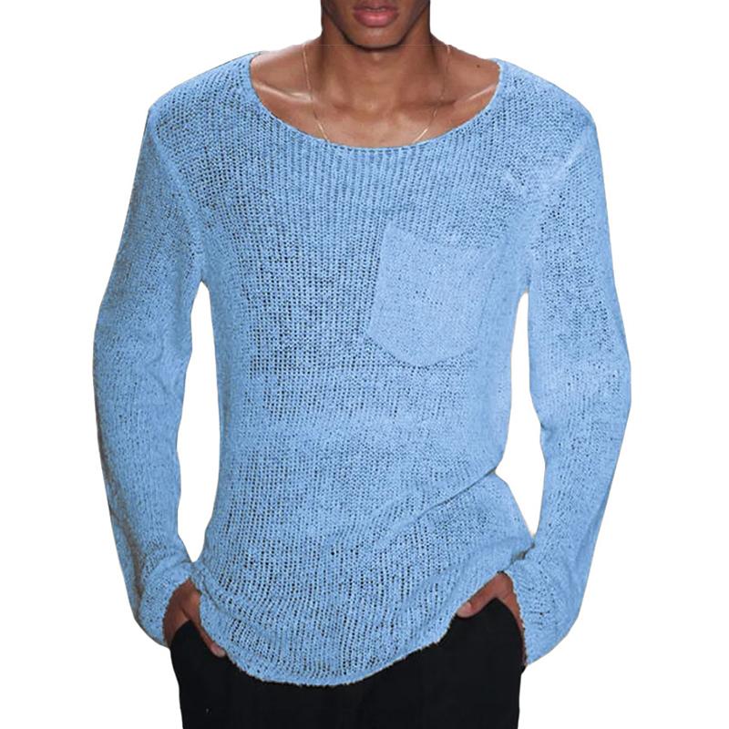 Mens Casual Thin Long Sleeve Pocket Knitted Sweater 82174528M