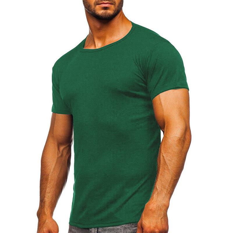 Mens Simple Solid Color Round Neck Short Sleeve T-Shirt 87937934Y