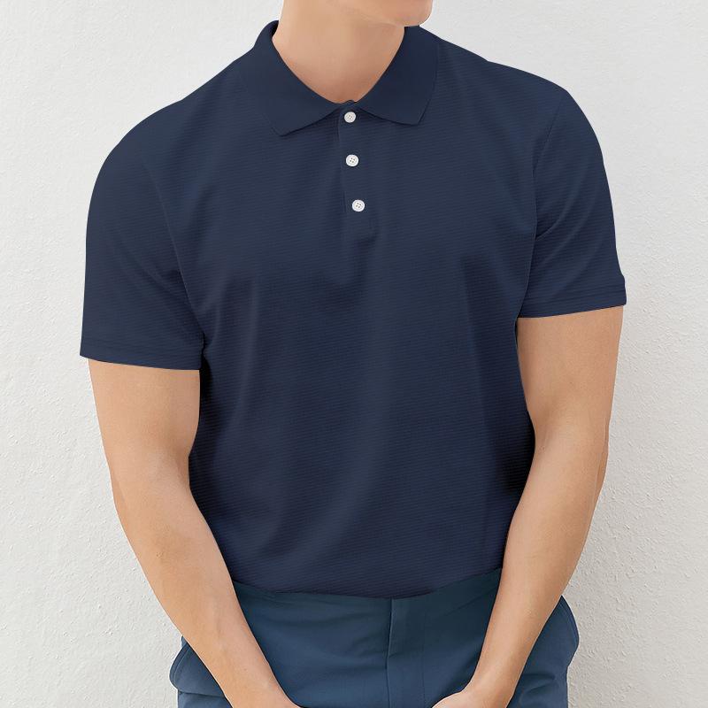Mens Solid Lapel Buttons Short Sleeve Polo Shirt 05578388Z