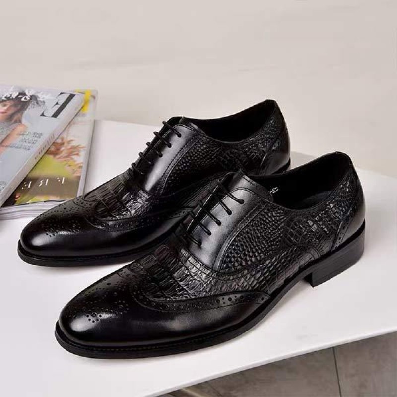 MENS BROGUE OXFORD CROCODILE LEATHER SHOES 83905243C