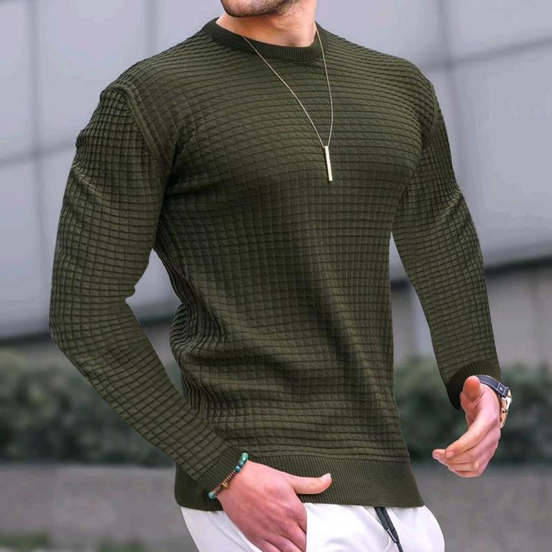 Mens Casual Round Neck Slim Long Sleeve Pullover Knitwear 99012097M
